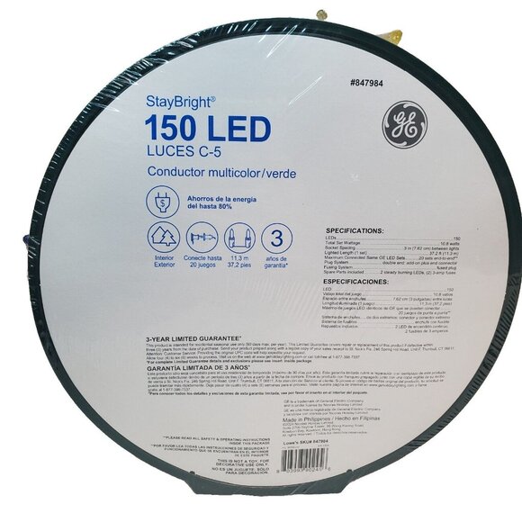 GE StayBright 150 Ct 37.2 ft Multicolor C5 LED Christmas String Lights New Retro - Picture 9 of 13